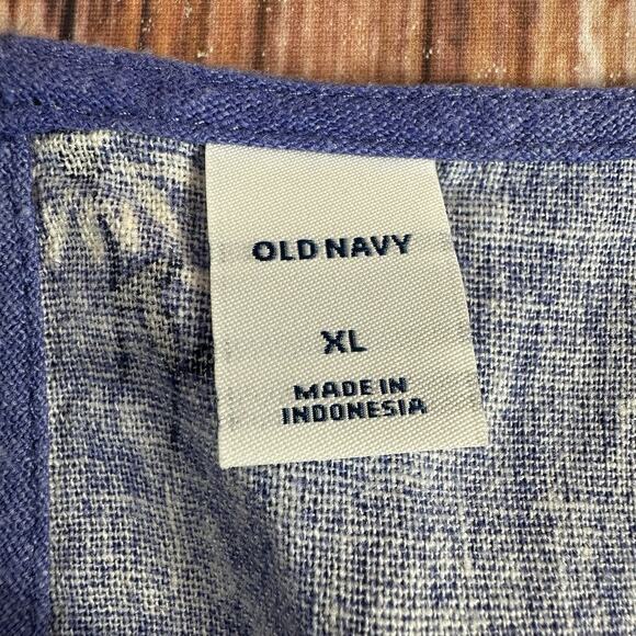 Old Navy DITSY Shorts Romper Sz X Large Purple Linen Blend Floral Elastic Waist - Picture 8 of 10